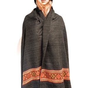 COPY - Hand loomed Tibetan wool shawl woolen throw blanket scarf woolen cape